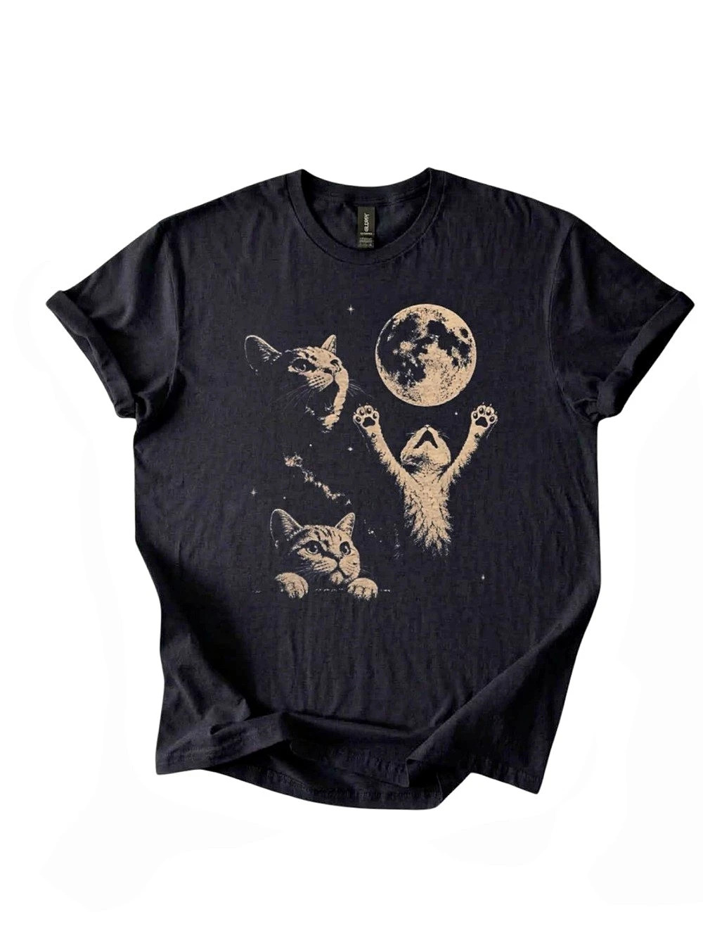 Gildan Cat Graphic Short Sleeve Tee in Black